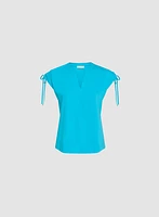 T-shirt à encolure en V et cordons