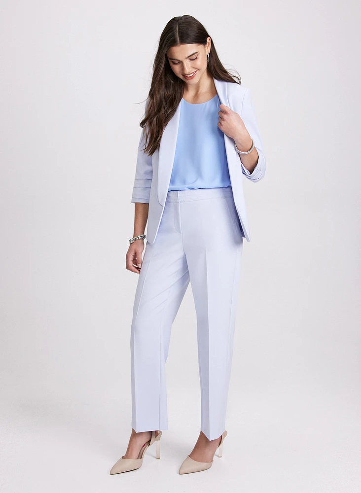 Veste ouverte en twill et pantalon à jambe droite
