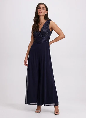 Metallic Pleated Jumpsuit
