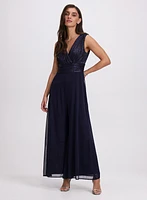 Metallic Pleated Jumpsuit