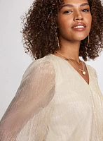 Metallic Plissé Top