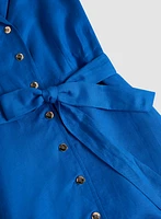 Linen-Blend Midi Shirt Dress