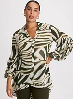 Animal Print Button-Up Tunic