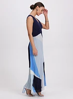 Pleated Geometric Print Dress
