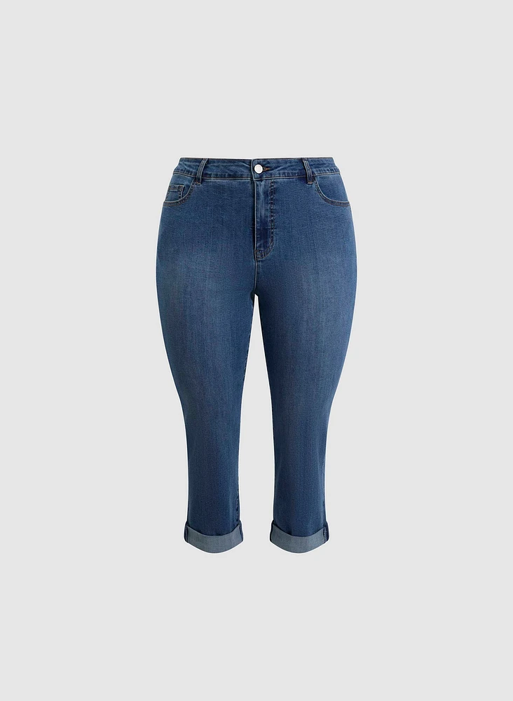 Rolled Cuff Denim Capris