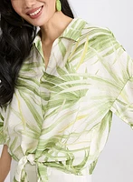Tropical Tied-Hem Blouse