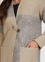 Colour Block Open-Front Cardigan