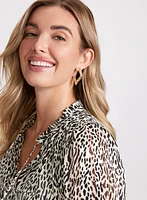 Animal Print Smocked Waist Blouse