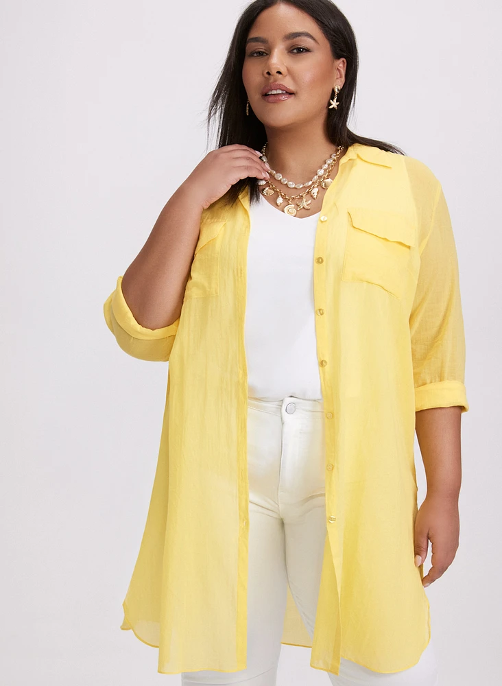 Button-Down Tunic Blouse