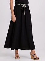 Drawstring Crinkled Maxi Skirt