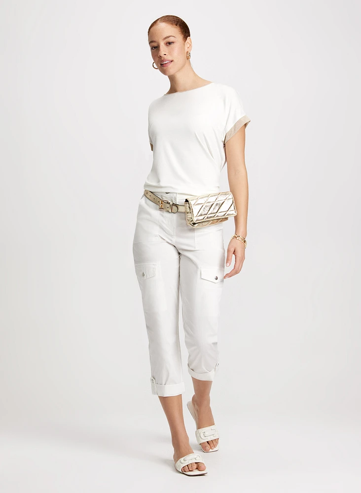 Cotton Drawstring Waist Cargo Capris