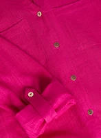 Linen-Blend Roll-Up Sleeve Blouse