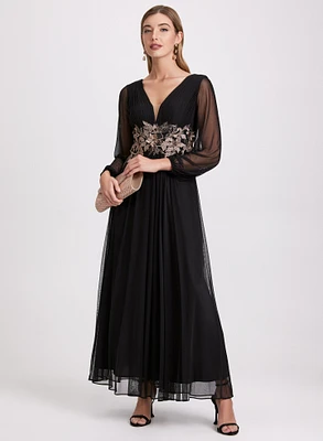 Metallic Floral Embroidered Dress