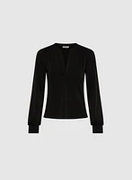 Split V-Neck Top