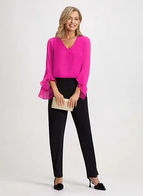 Flutter Sleeve Blouse & Tapered Leg Pants