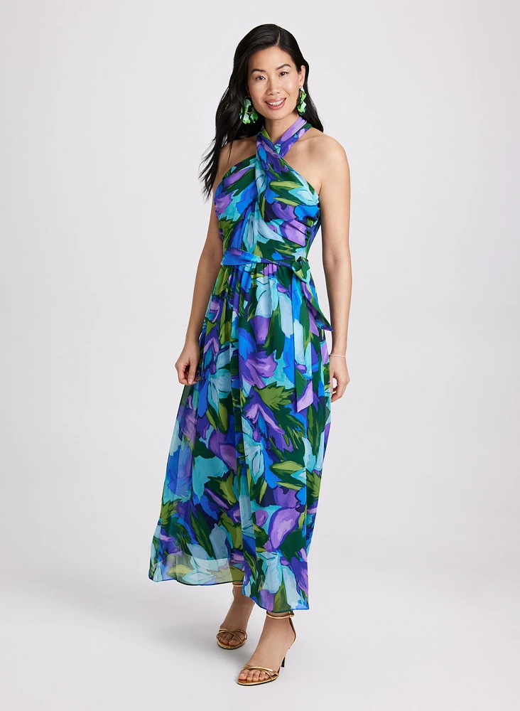 Tropical Halter Neck Dress