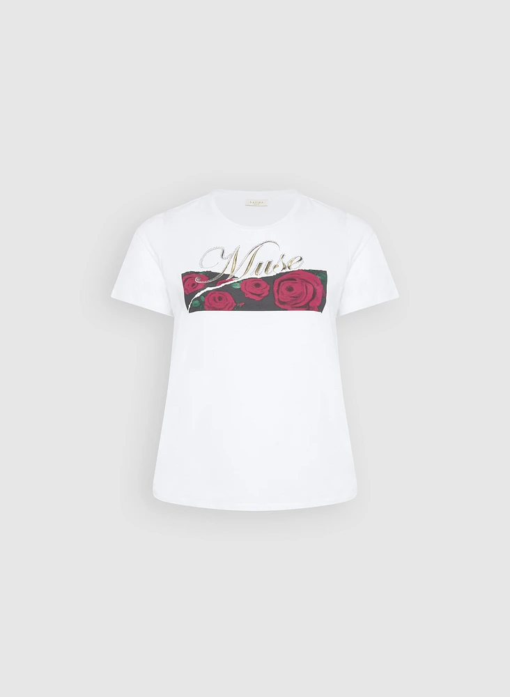 T-shirt à imprimé de roses