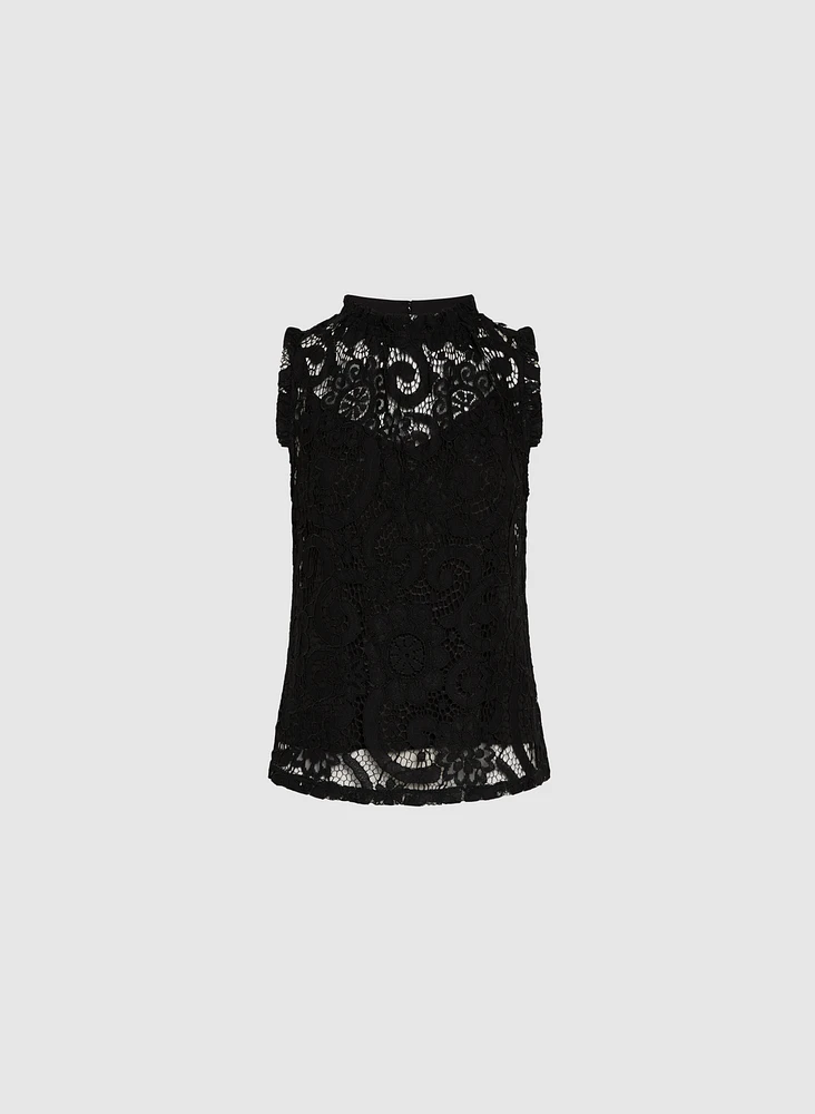 Blouse à manches cape en dentelle