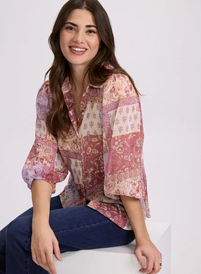 Blouse à motif patchwork