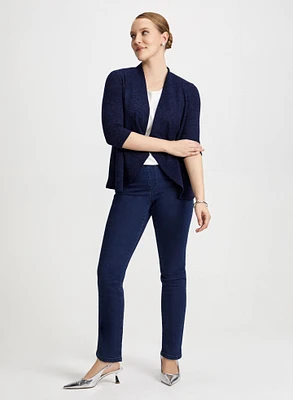 Cardigan en tricot et jean droit