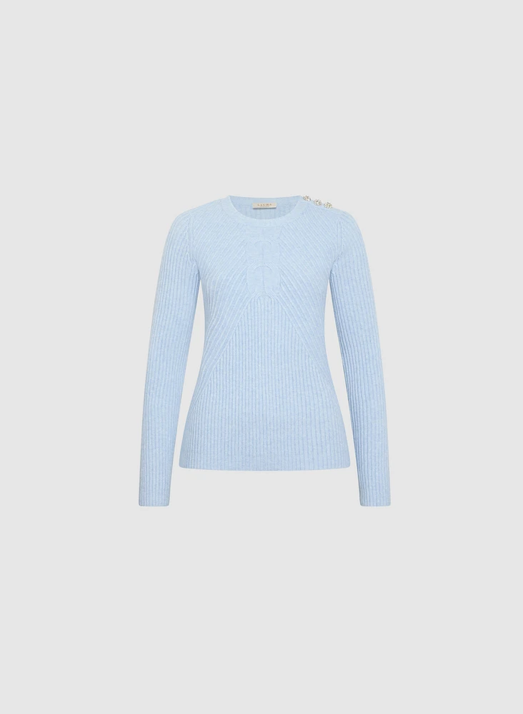 Crystal Button Embellished Sweater