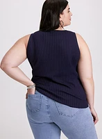 Sleeveless Ribbed Knit Sweater
