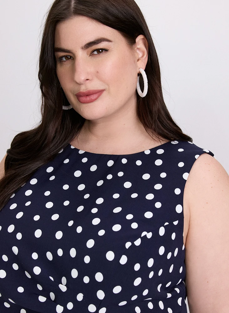 Ruched Waist Polka Dot Dress