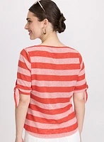 Striped Short Sleeve Sweater