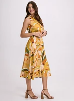 Robe cache-coeur boutonnée à motif floral