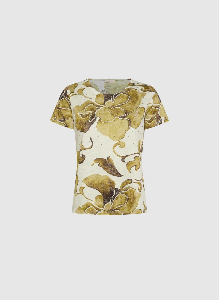 Floral Rhinestone T-Shirt