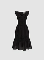 Ruffle V-Neck Fit & Flare Dress