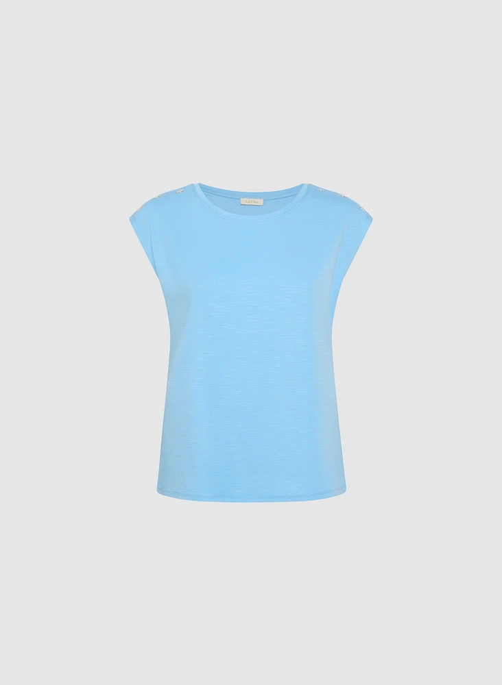 Metallic Button T-Shirt
