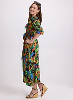Robe tropical à manches bouffantes
