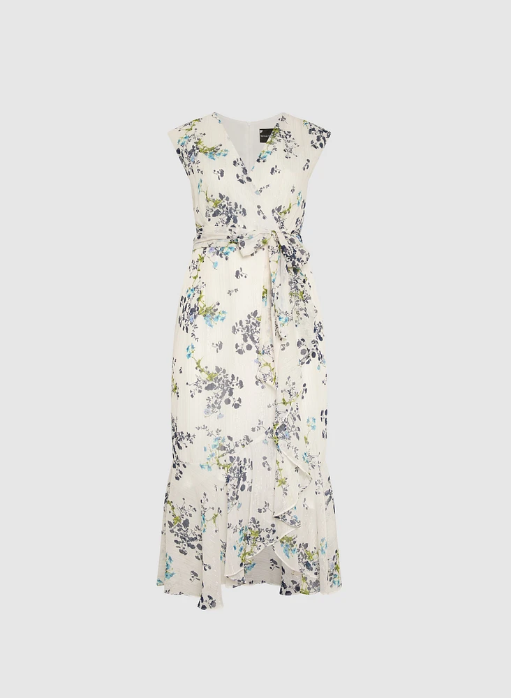 Robe cache-coeur florale à volants