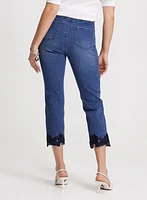 Embroidered Hem Straight Leg Jeans