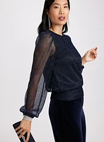 Metallic Plisse Top