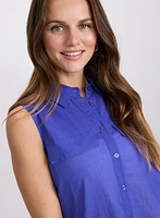 Button-Down Cotton Voile Blouse