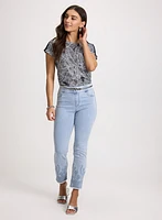 Knotted Leaf Print Top