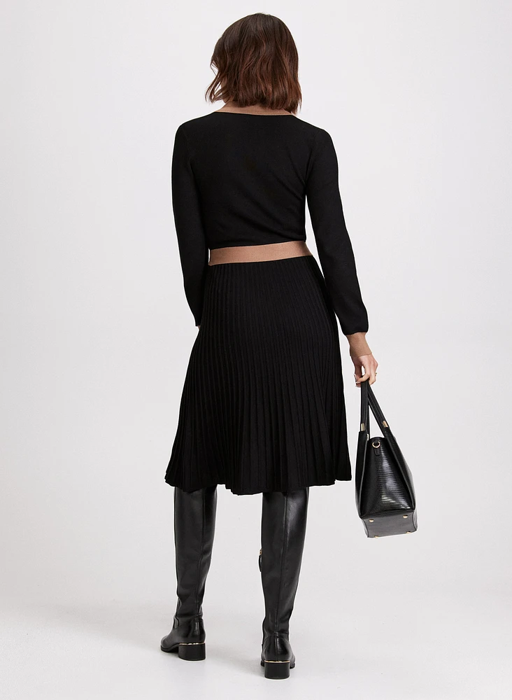 Colour Block Tie Waist Dress