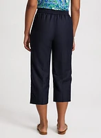 Wide Leg Linen-Blend Capris