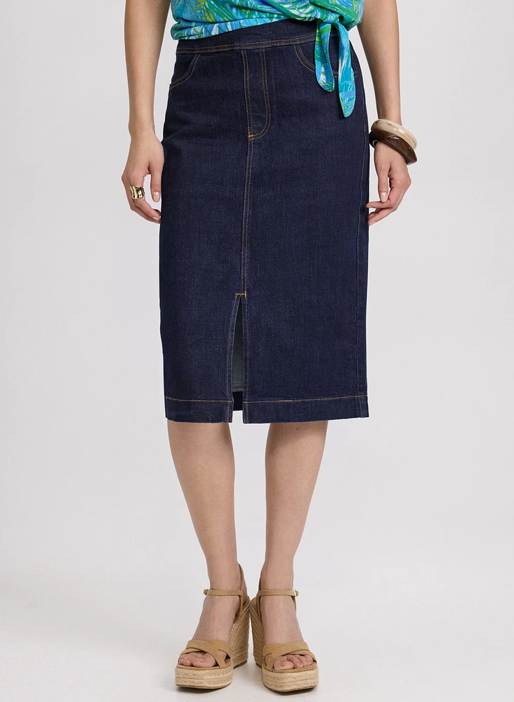 Slit Denim Skirt