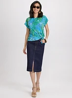 Slit Denim Skirt