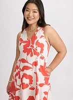 Floral Linen-Blend Dress