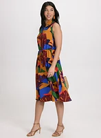 Tropical Drawstring Waist Dress
