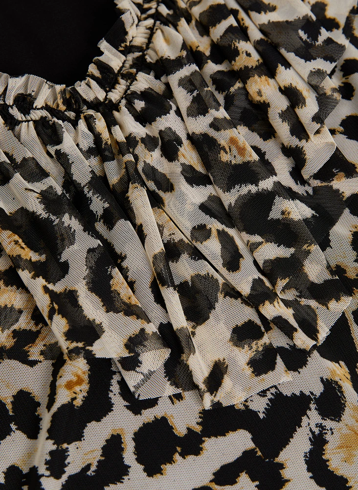 Frilled Animal Print Top