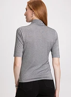 Metallic Knit Turtleneck Top