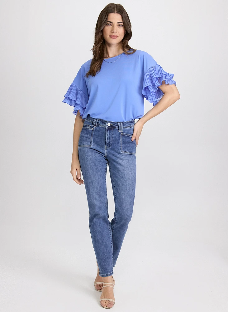 Patch Pocket Straight-Leg Jeans