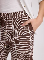 Abstract Linen-Blend Capris