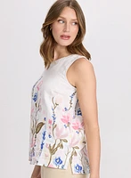 Blouse en lin floral sans manches
