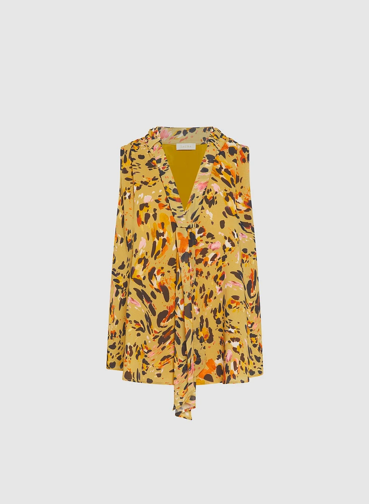 Blouse léopard à effet cravate